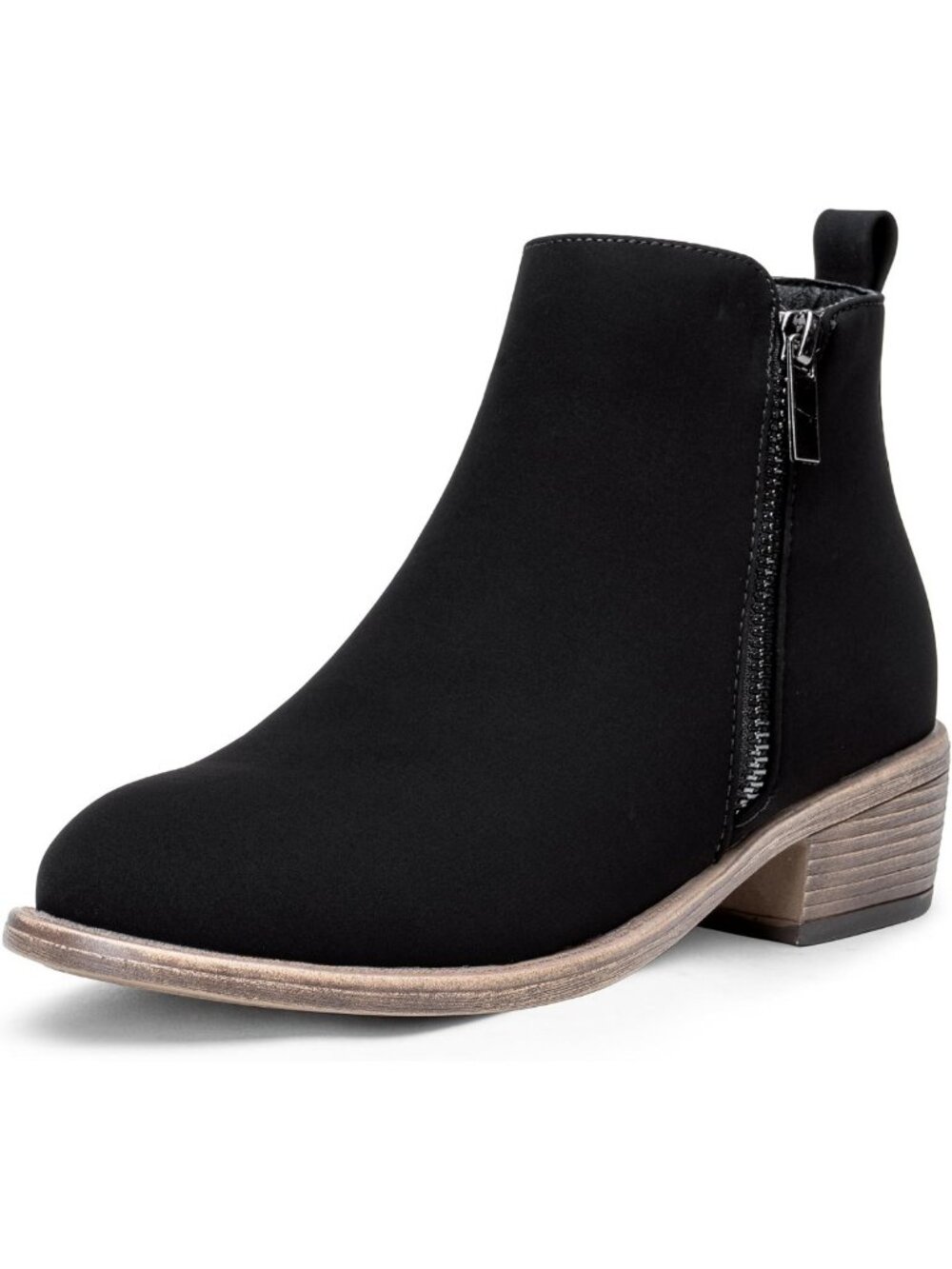 Casual Women's Ankle Boots, Round Toe Low Heel, Zip Short Booties for Everyday